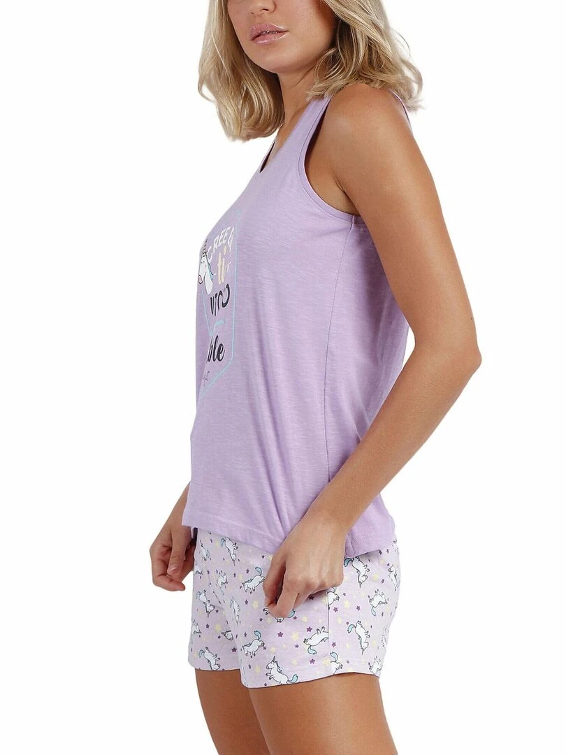 Pyjama short débardeur Cree En Ti Mr Wonderful   Violet