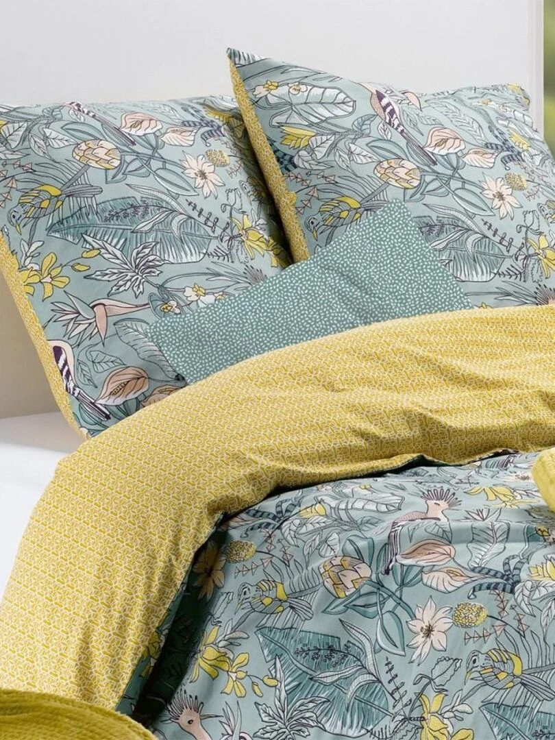 Housse de couette Hupia + taie(s) coton 57 fils Jaune