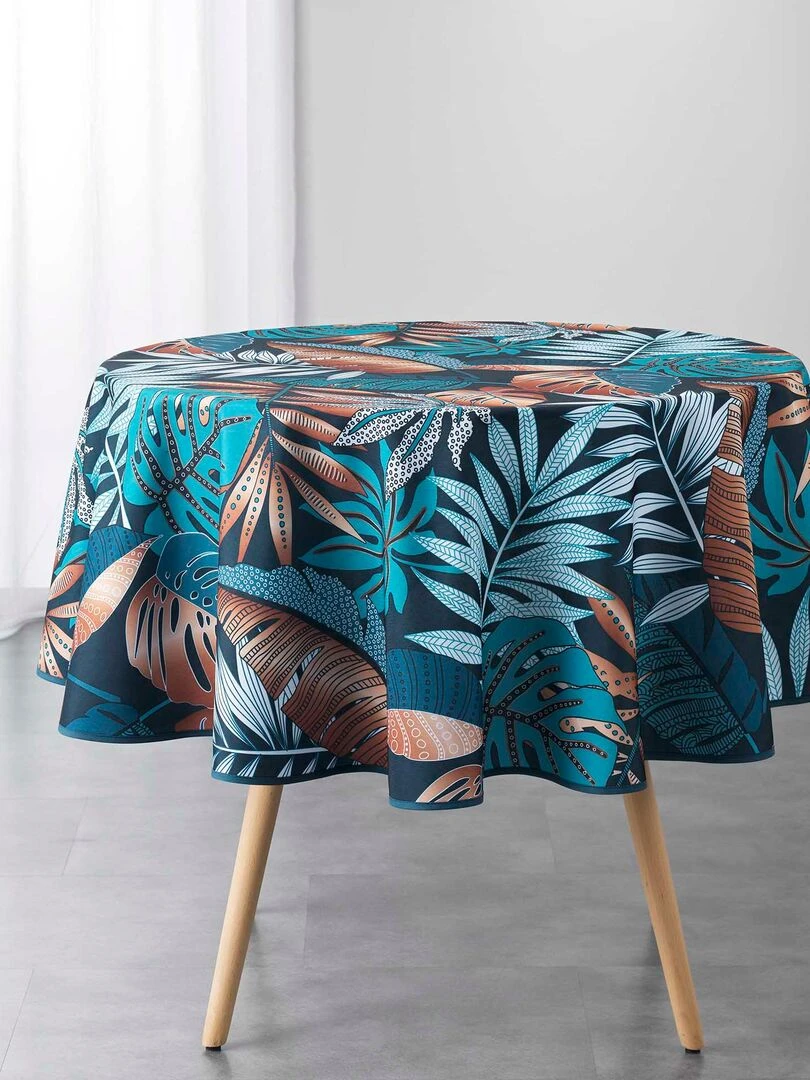 Nappe ronde Collection feuilles Alianor gris anthracite