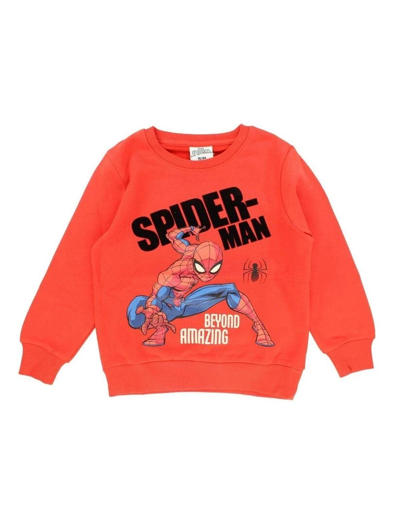 Disney Sweat garçon imprimé Spiderman en coton Rouge