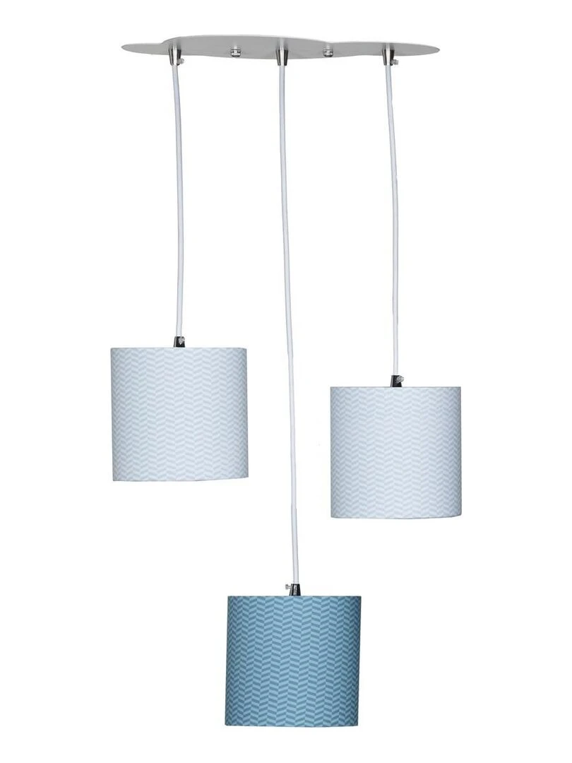 Suspension Lumineuse Trio Plafonnier en coton Bleu SAUTHON Bleu