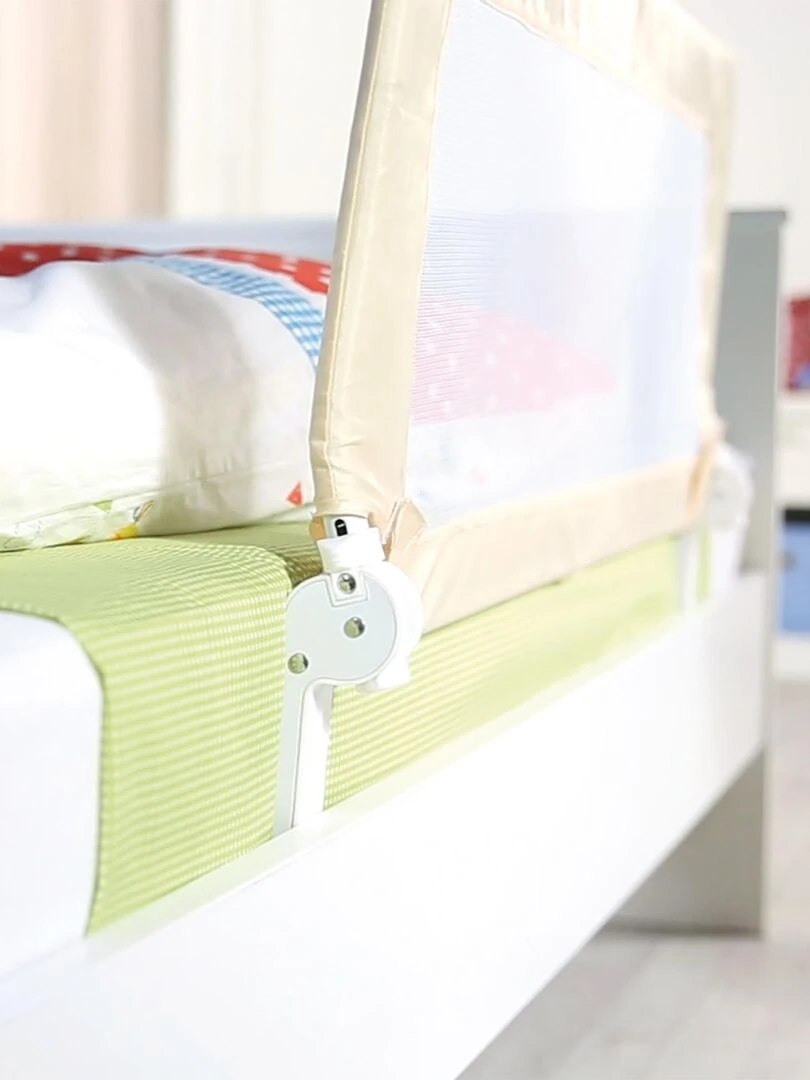 ROBA Barrière de Lit Bébé et Enfant "Klipp Klapp" 135 cm Antichute et Rabattable Beige Blanc Beige
