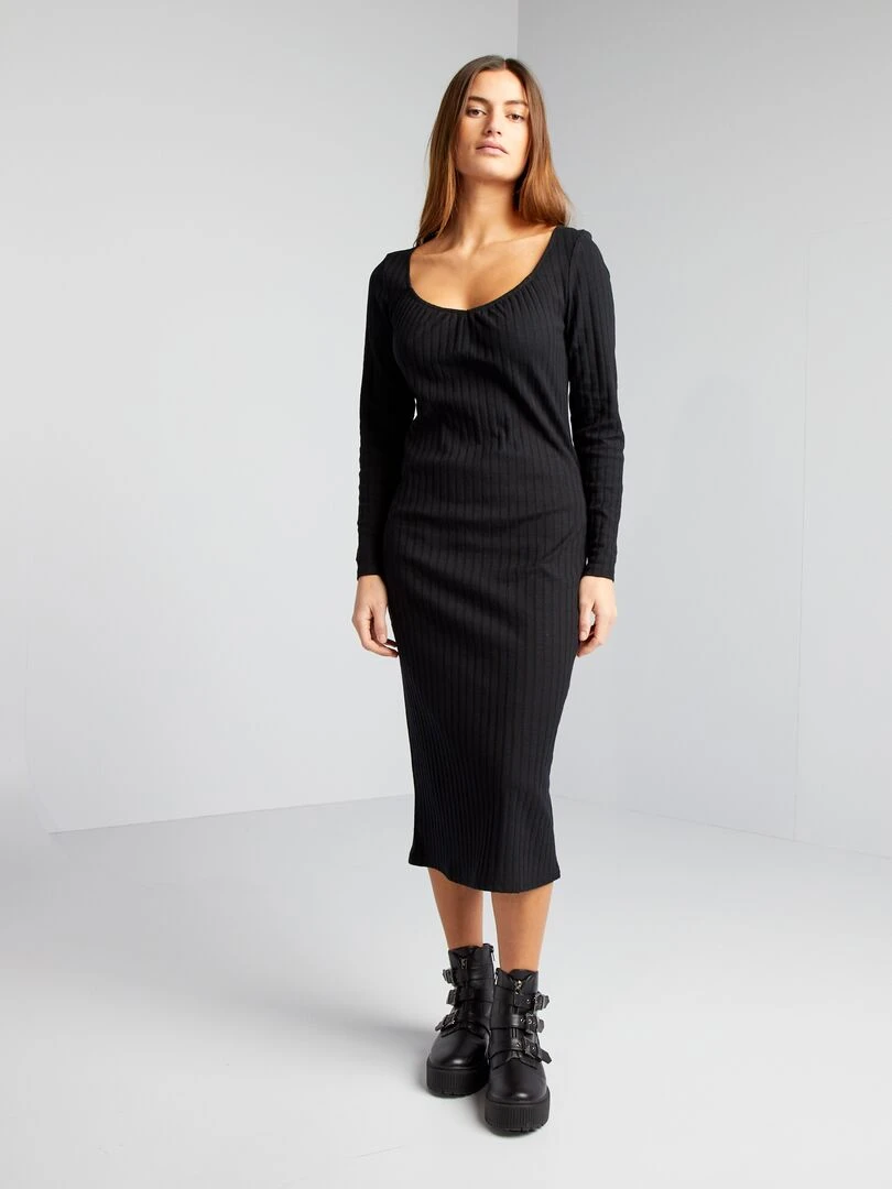 Robe côtelée   noir