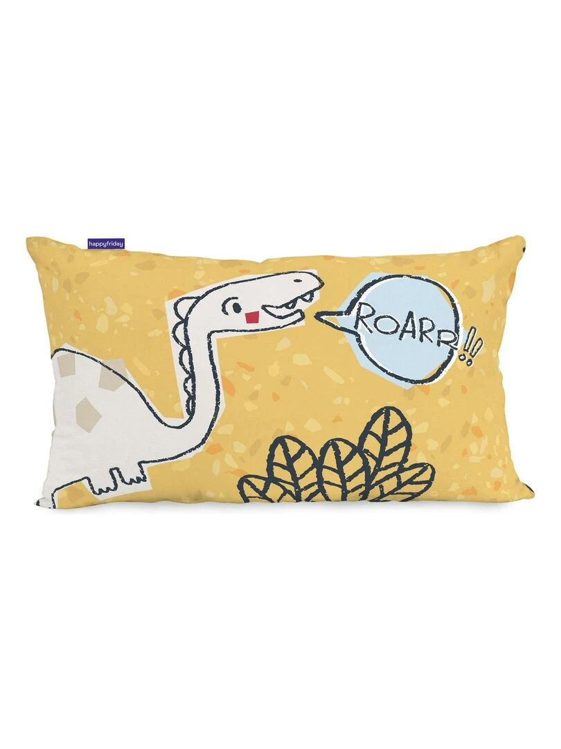 Housse de coussin Dino friends "Happyfriday" Blanc