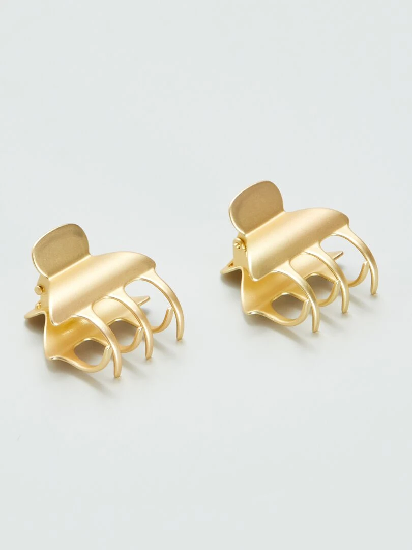 Lot de 2 pinces crabe dorées Jaune