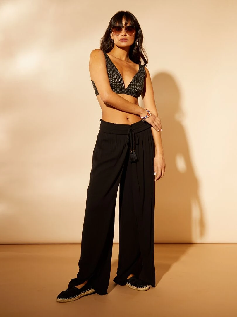 Culotte de bain motifs tissés   noir