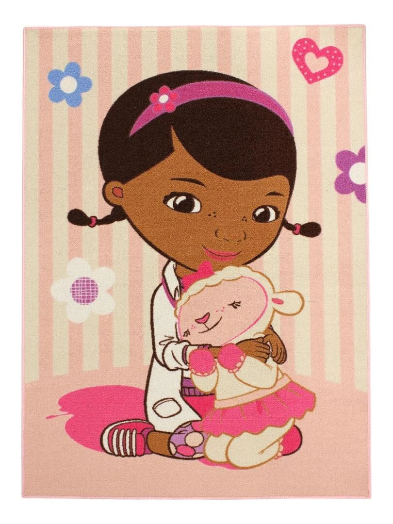 Tapis enfant DOC ET LAMBIE Rose 95x133 Fait en Europe Rose