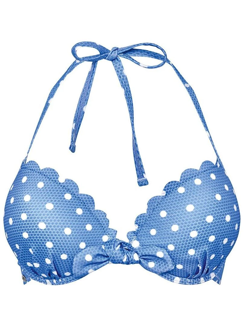 Haut de maillot push up COQUILLAGE Brigitte Bardot Bain Bleu