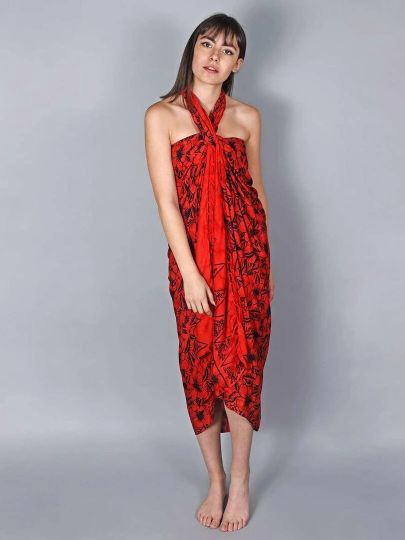 Paréo Batik Lotus Rouge