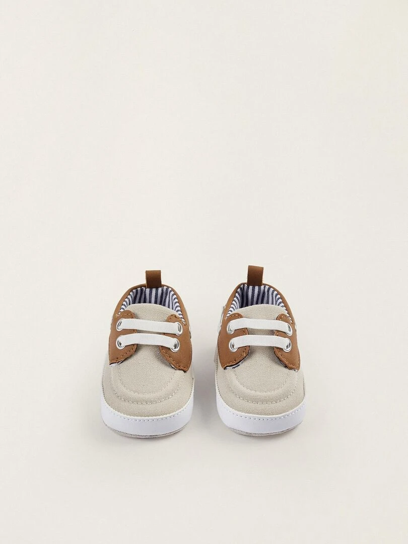 Chaussures Bateau pour Nouveau Né ATLANTIC COMPANY Gris clair