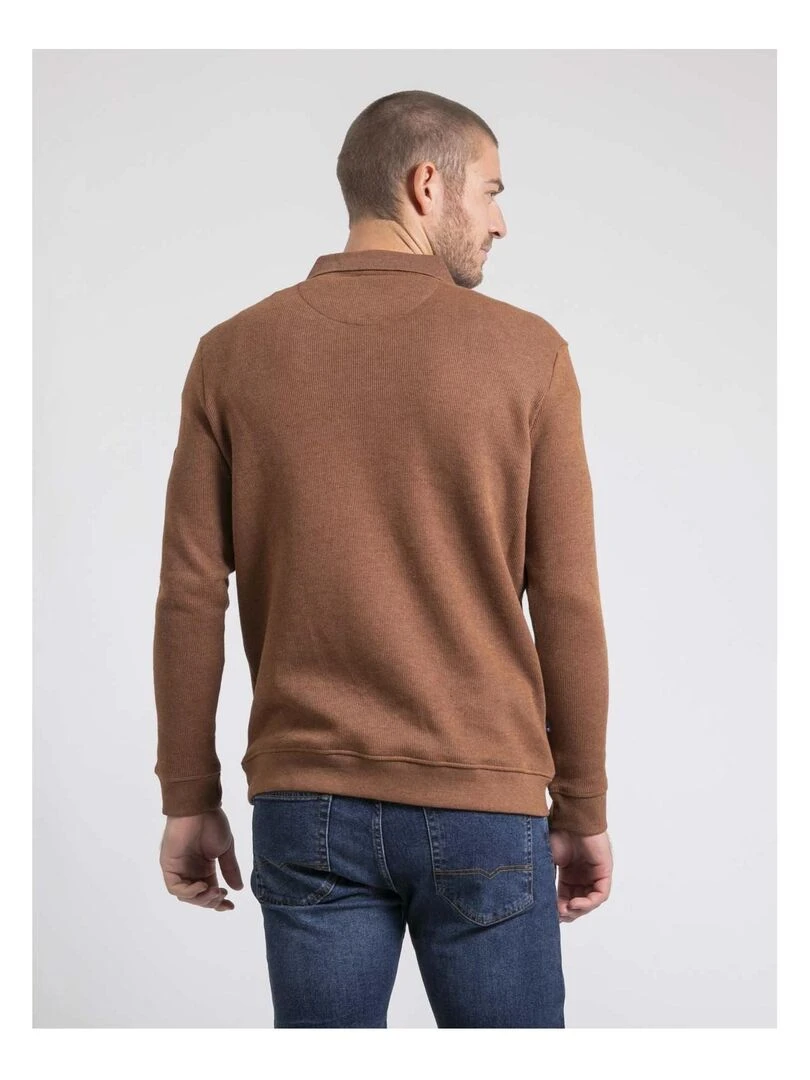 Sweat col polo WIREX Marron caramel