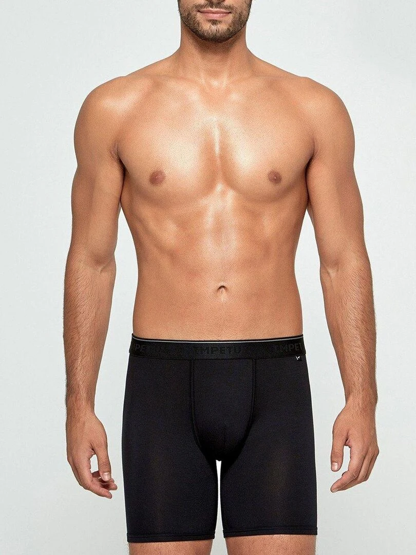 Boxer long en fibre lyocell Travel Noir