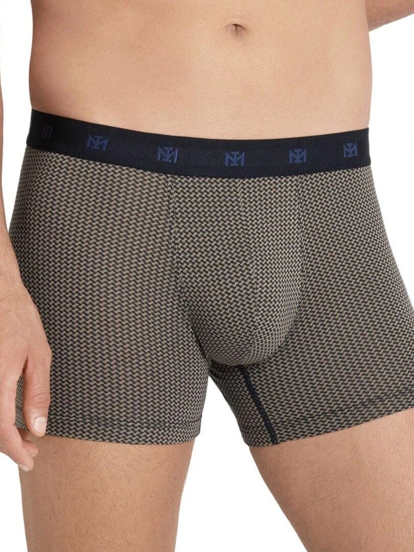 Boxer en coton et modal à motif graphique Genji Marron