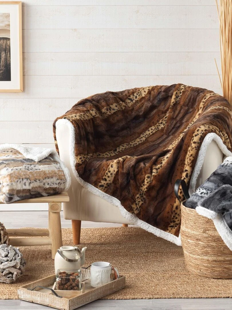 Plaid sherpa Grizzly choco   Marron