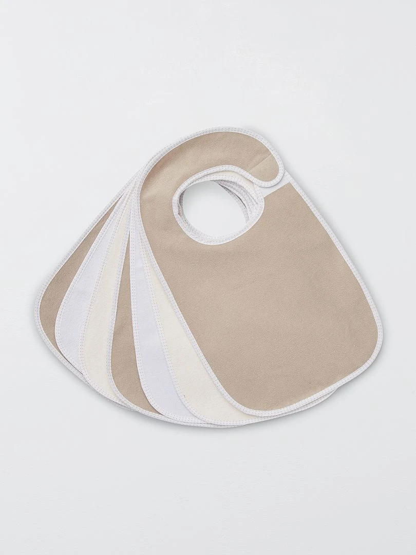 Le lot de 7 bavoirs éponge doublés Marron/blanc