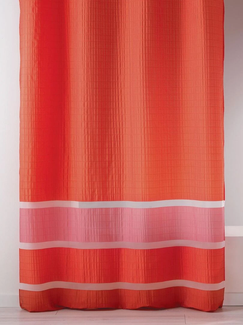 Voilage fantaisie tissée avec rayures horizontales Orange corail