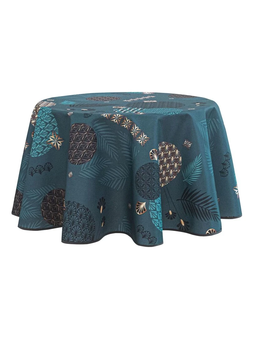 Nappe ronde fantaisie   Bleu pétrole