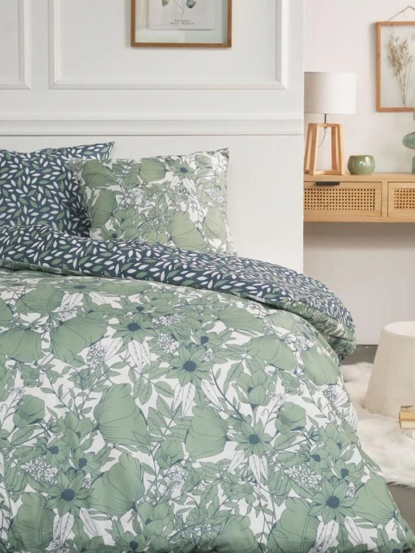 Housse de couette flanelle Today 2.11 + taie(s) 100% coton Vert