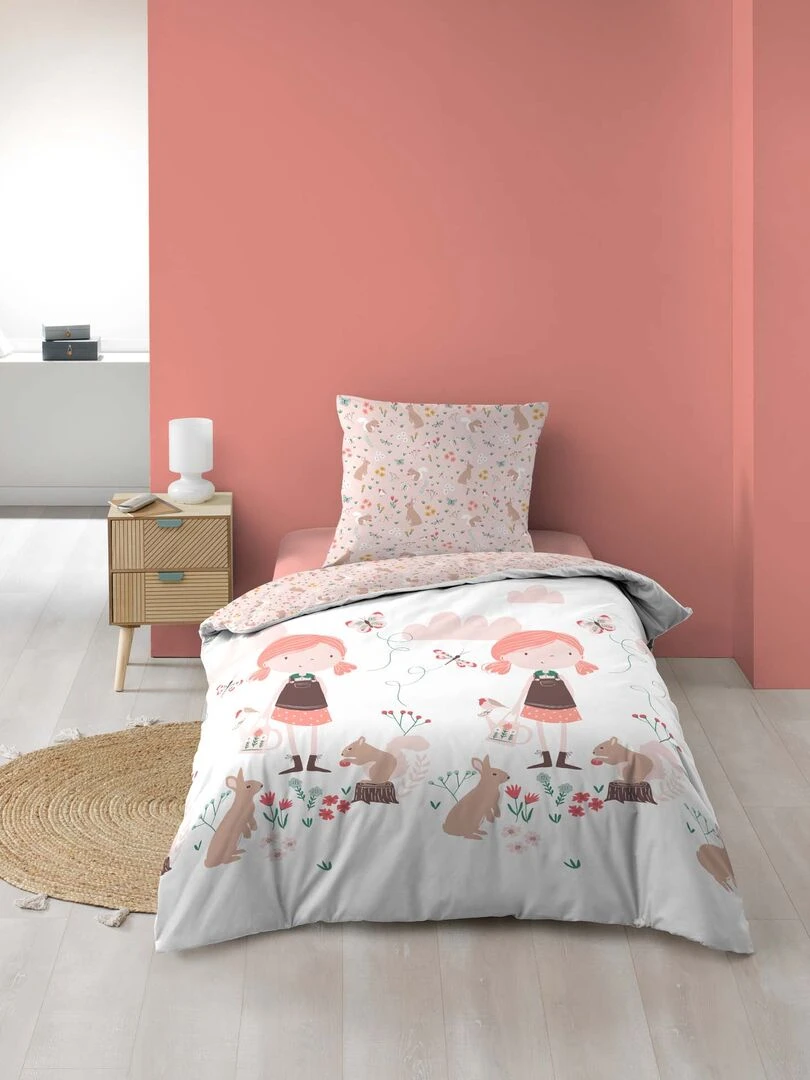 Parure Housse de couette Alice en foret 140x200cm   Blanc