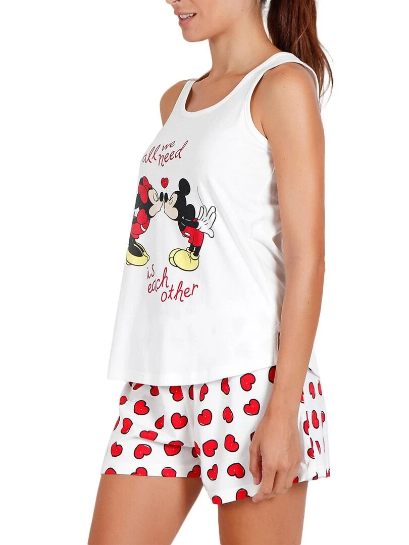 Pyjama short débardeur Love Mouse Disney ivoire   Ecru