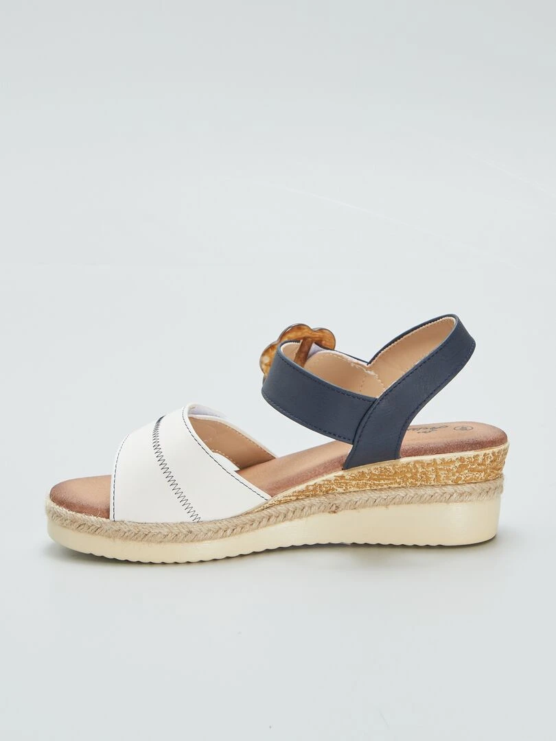 Sandales compensées avec brides à scratch   Blanc