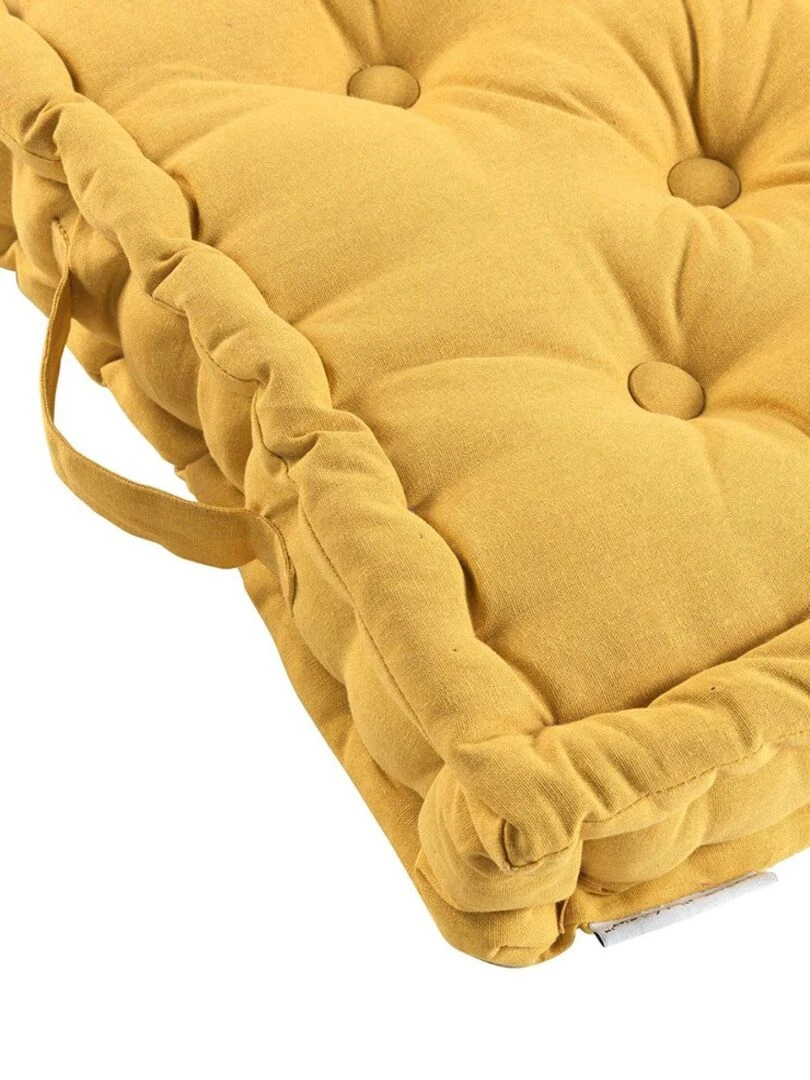 Coussin de sol 60x60 cm Panama miel coton   Jaune