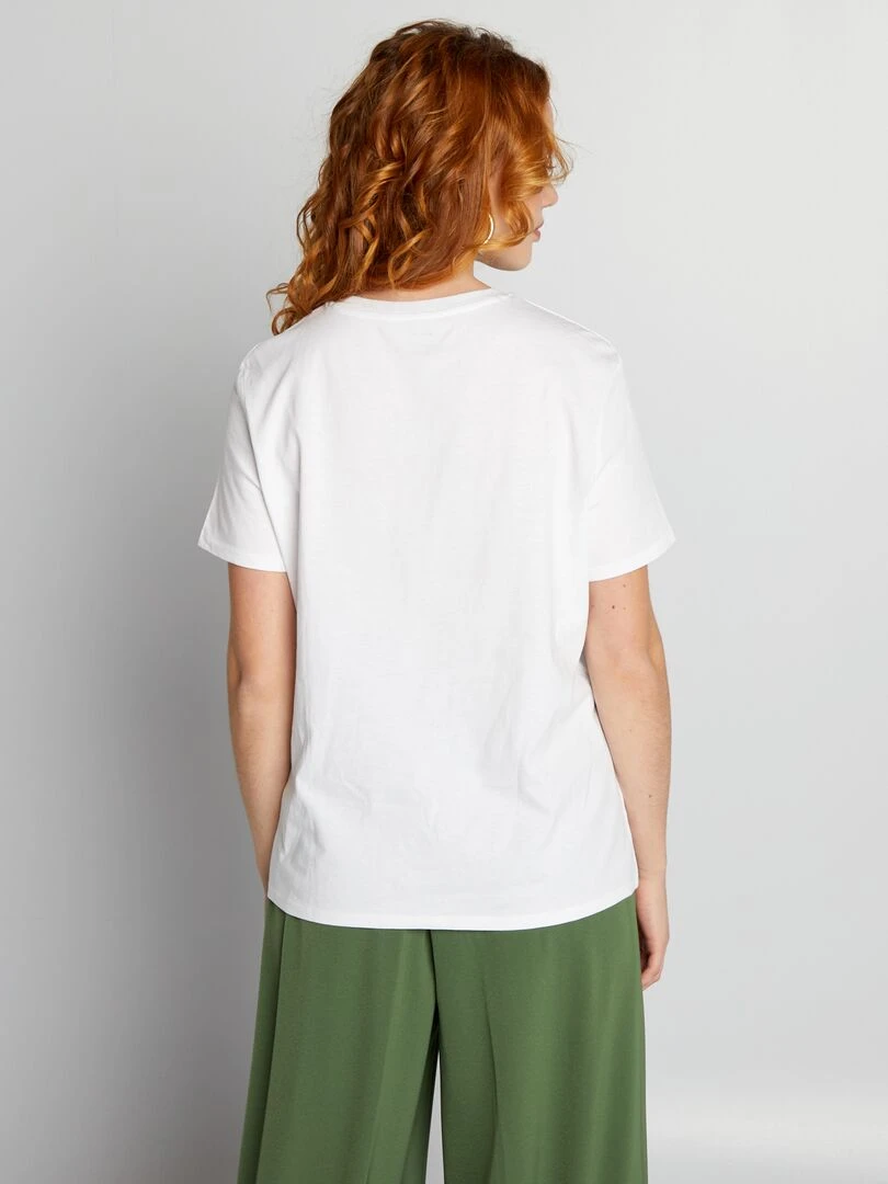 T shirt en jersey imprimé   Blanc 'amour'
