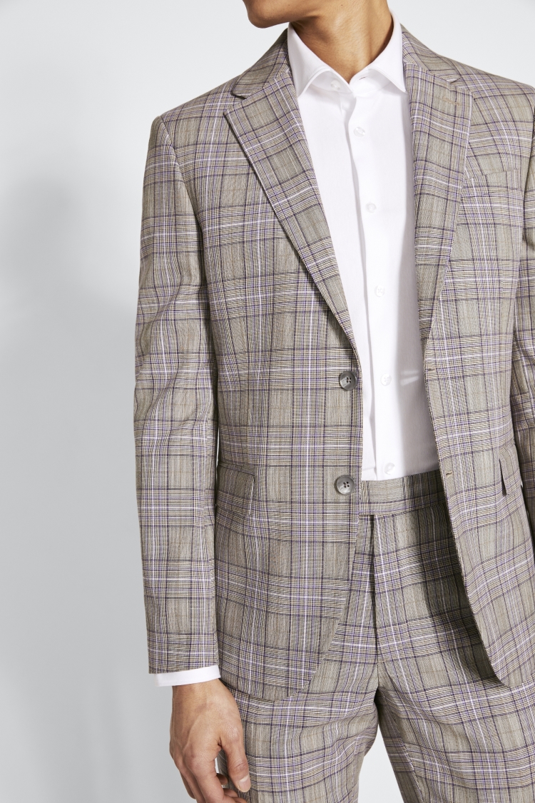 Tailored Fit Blue Check Stretch Jacket   Buy Online at Moss