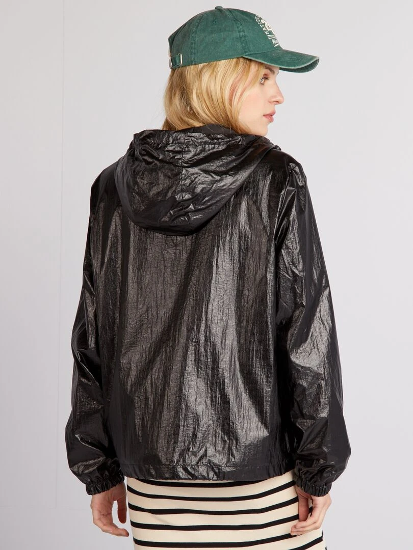 Blouson court à capuche   noir