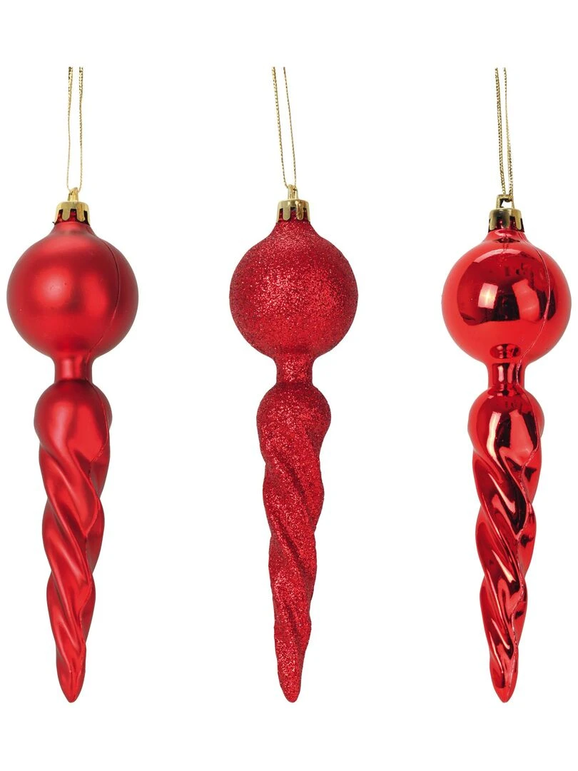 Set de 3 suspensions torsadees Noel Rouge