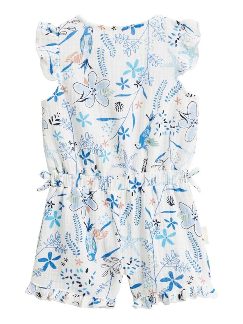 Combishort bébé + chapeau en gaze de coton Océan d'amour Ecru