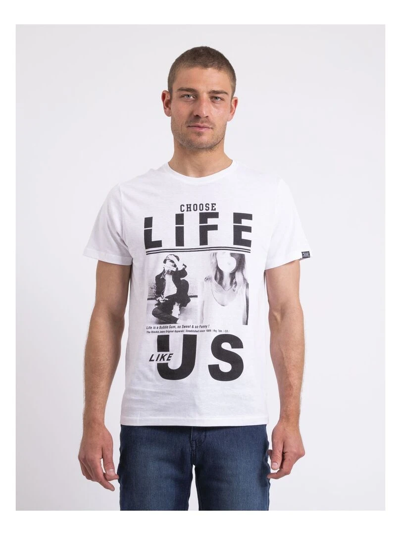 T shirt col rond NIXIROCK Blanc
