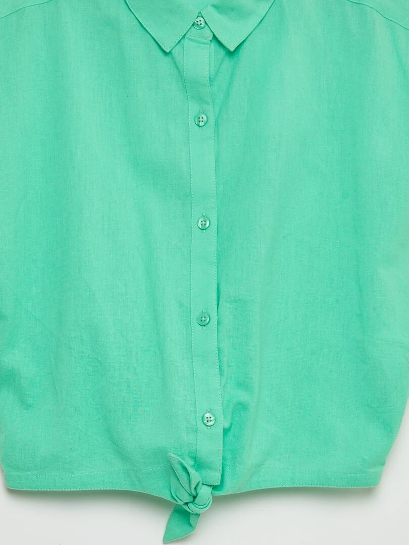 Chemise à nouer en coton et lin Vert