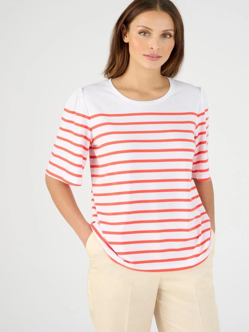 Tee shirt maille souple Climatyl Damart Orange corail