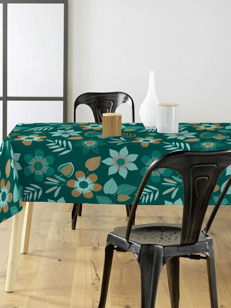 Nappe Toile cirée au mètre Vanda fleur Bleu