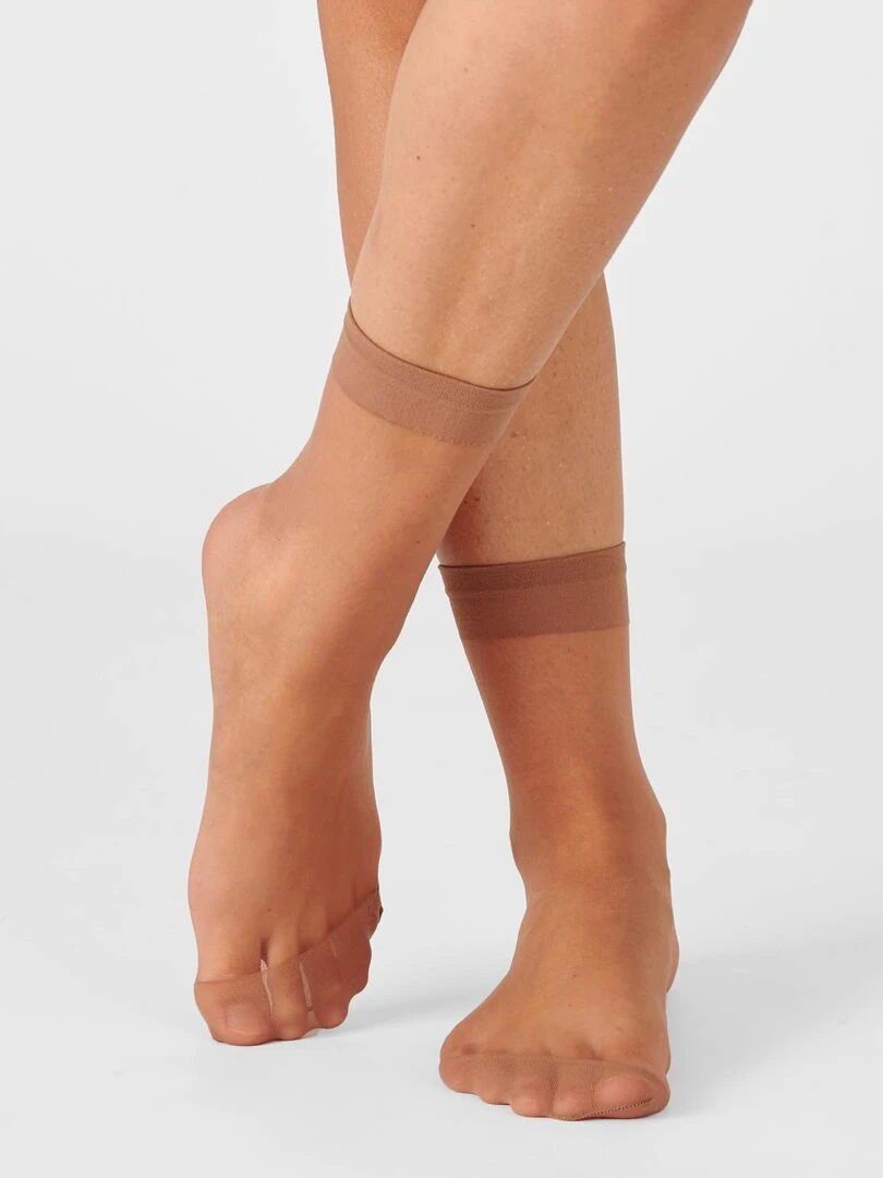 Lot de 6 paires de socquettes  voile 15 deniers   Damart   Marron