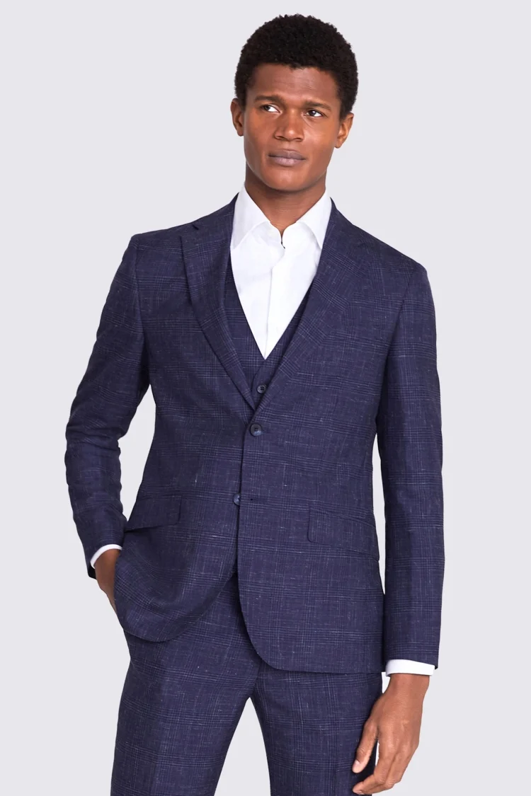 Ted Baker Tailored Fit Navy Check Jacket    Buy Online at Moss