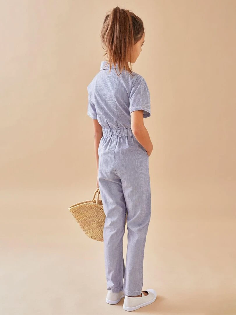 Combinaison longue rayée  écru/bleu   Noukie's   Bleu