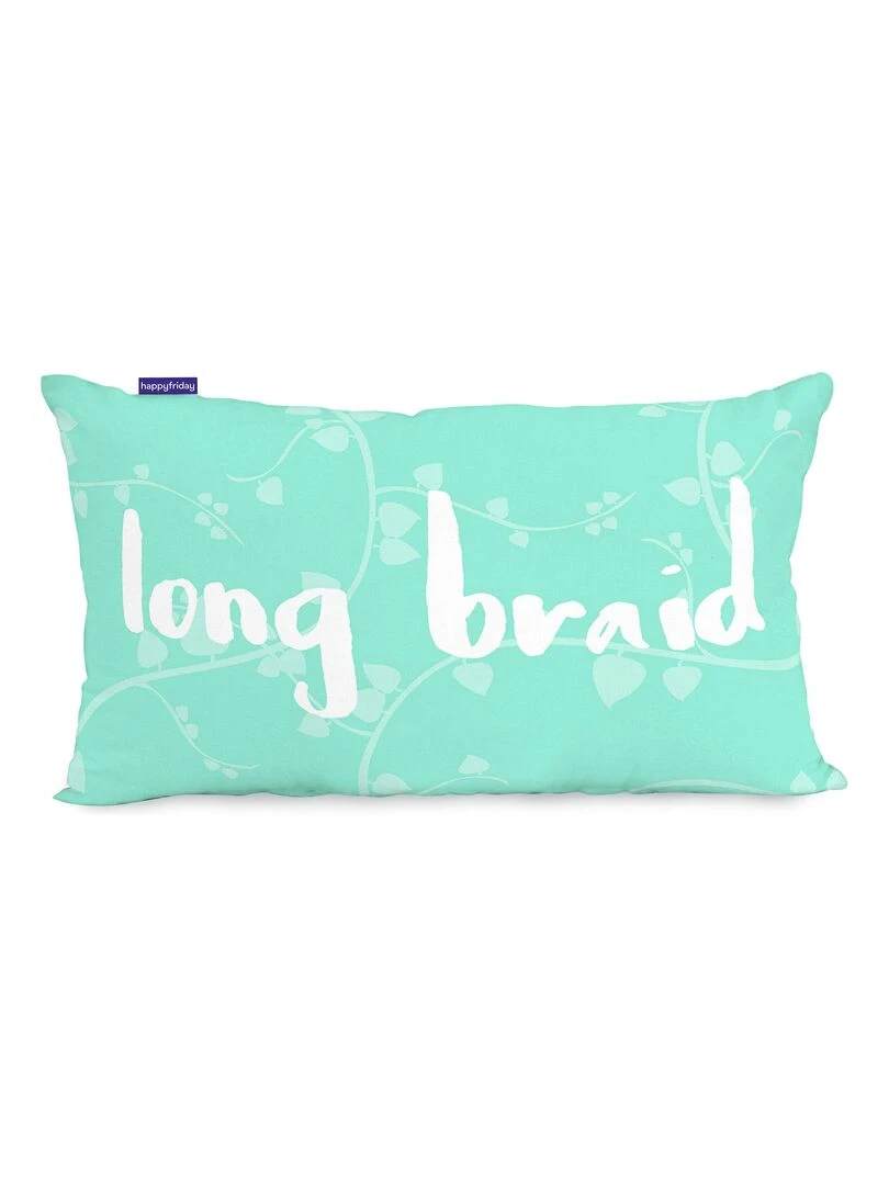Housse de coussin Long braid "Happyfriday" Blanc