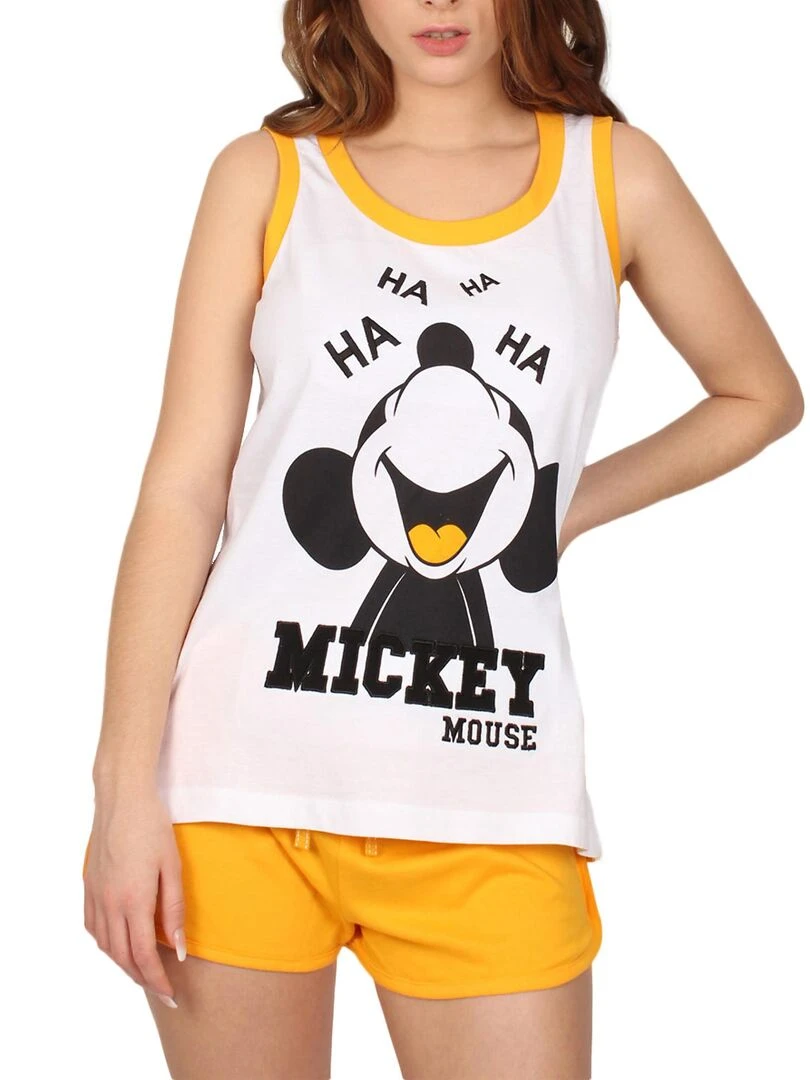 Pyjama débardeur short Mickey Eyes Disney blanc Blanc