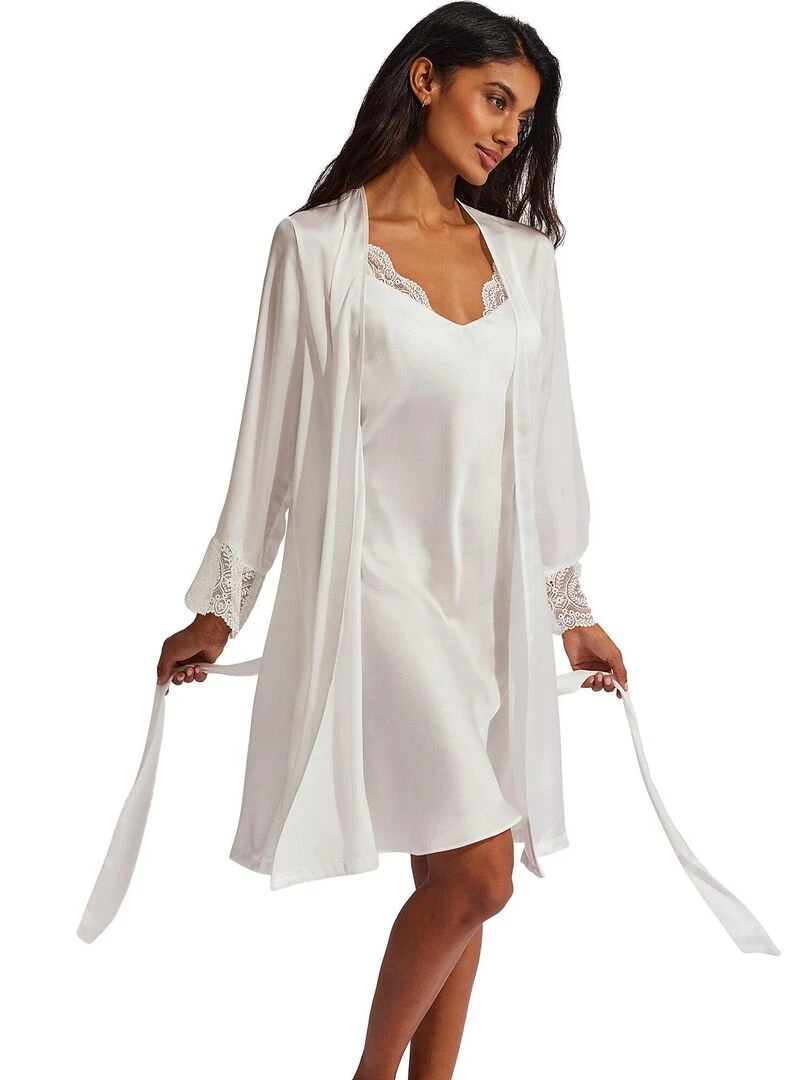 Déshabillé satin Matilda mariage   Ecru