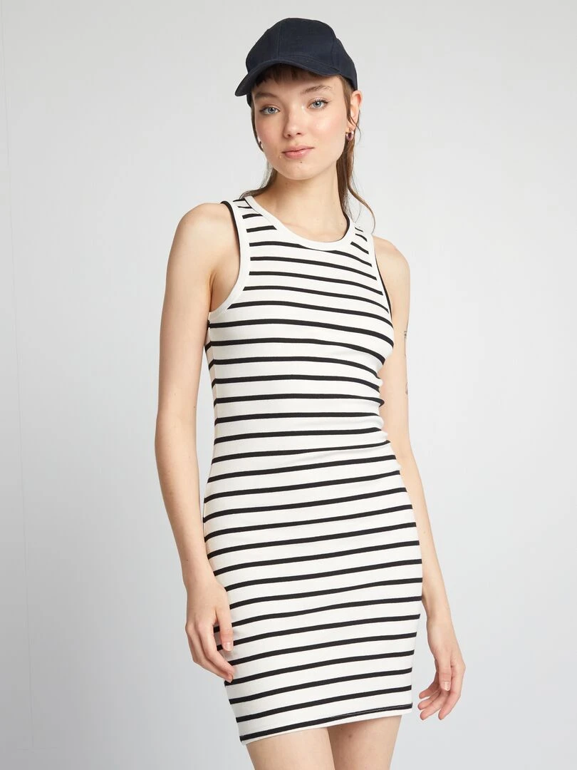 Robe courtes moulante côtelé Blanc