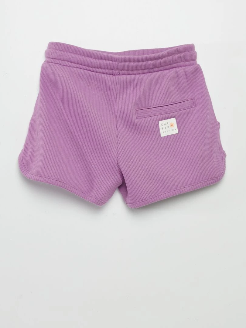 Short côtelé avec liens à nouer Violet