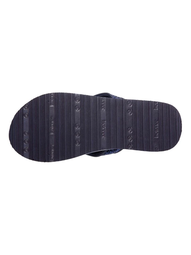 Tongs Femme unie à perles yoga confort Marine   Bleu marine