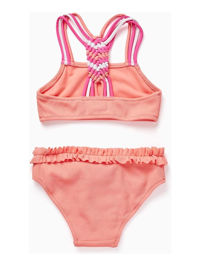 Maillot de bain à volants pour fille Orange corail