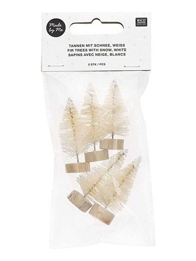 10 sapins de Noël en bois blanc 5 cm Blanc