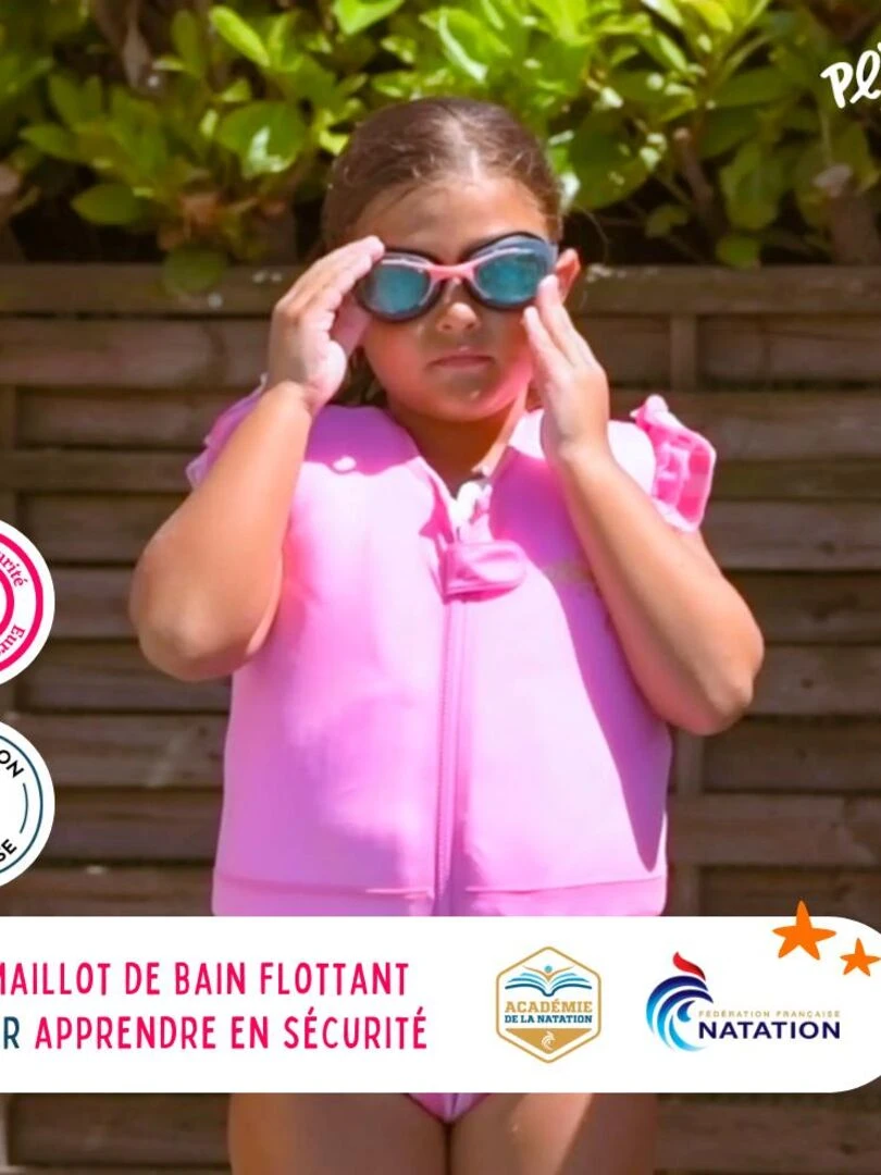 Maillot de Bain Syrene Enfant avec Flotteurs Accessoire de Natation Fille Rose