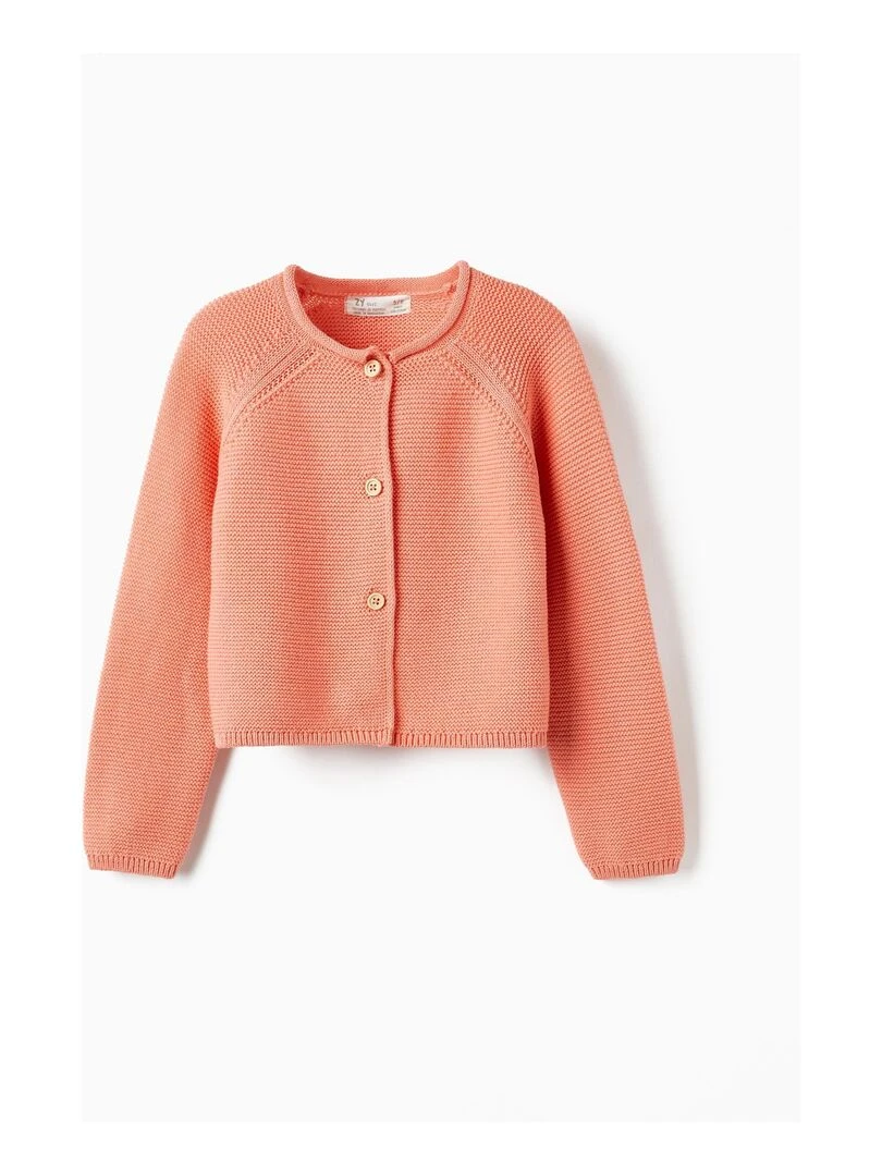 Gilet en Maille pour Fille SICILIAN DAYS Blanc Orange clair