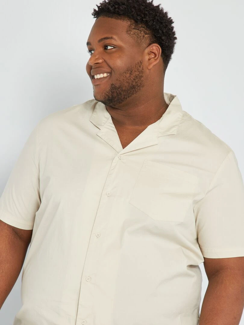 Chemise droite avec poche poitrine   Gris beige