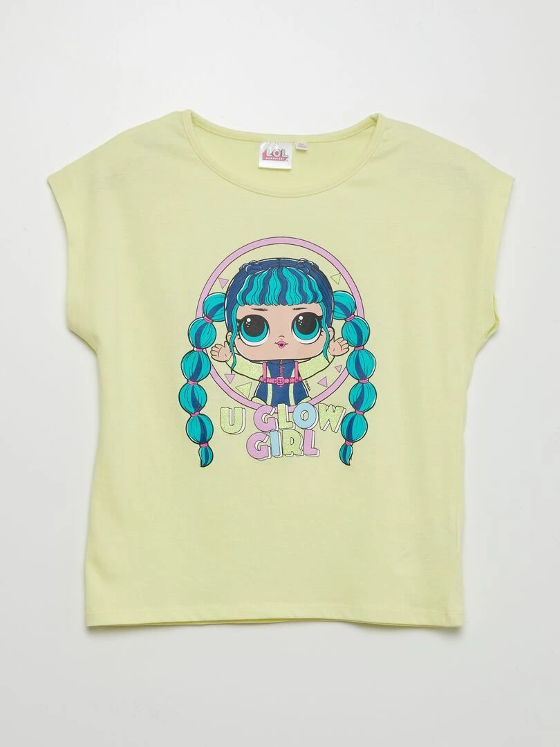 Ensemble t shirt + short 'Lol'   2 pièces   Jaune